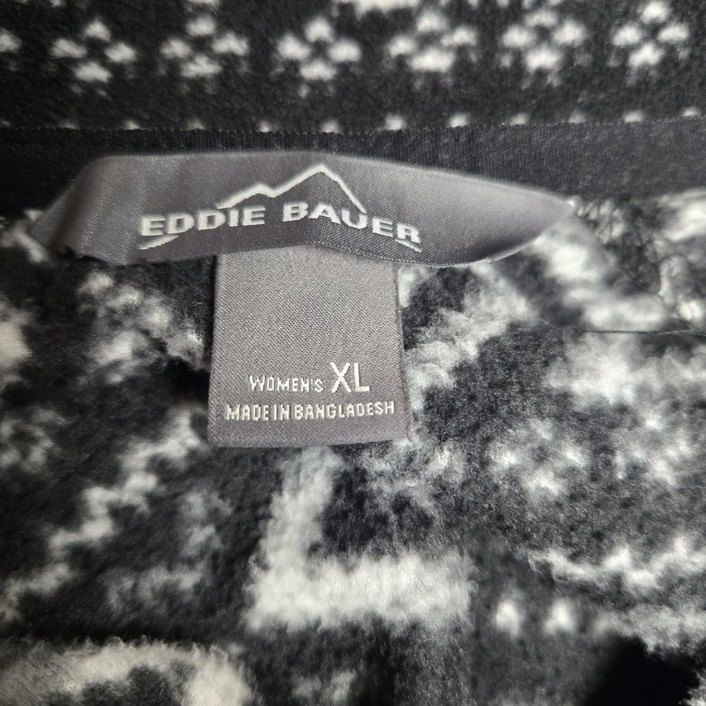 Eddie Bauer Black and White Womens Aztec Quarter Zip XL - Picture 4 of 5